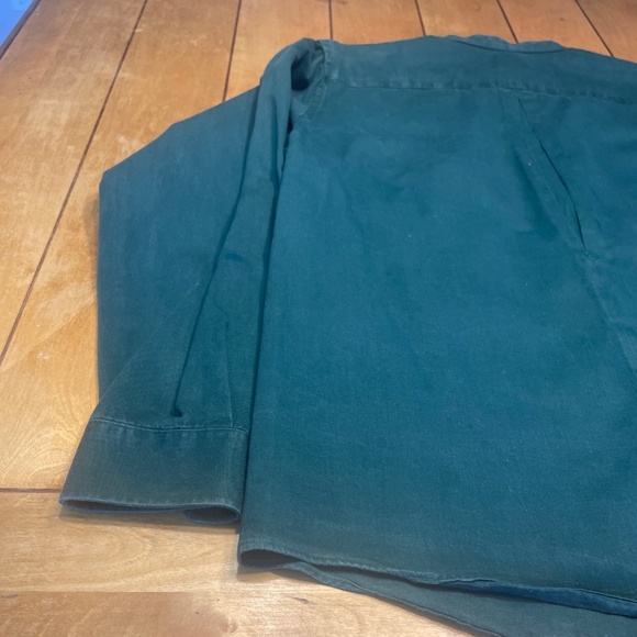 King Ranch Band Collar Button Up Shirt Size Large Color Green Made in USA - Picture 12 of 14